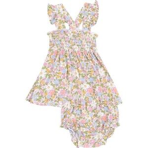 Angel Dear Ruffle Strap Smocked Top And Diaper Cover 3-6M